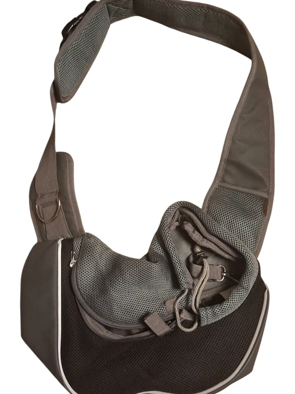 Gray Sling-Style Small Pet Carrier with Breathable Mesh